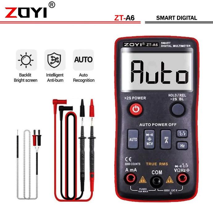 Zoyi Zt A6 Pengukur Arus Listrik Digital Multitester Ac Dc 1Mf Ncv