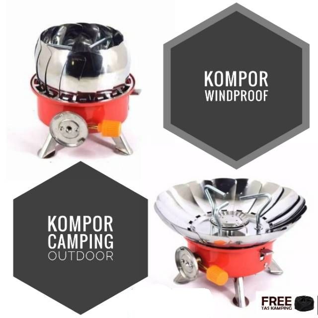 【COD】 Paket ~ Cooking set 2 Susun + Kompor Portable Windproof Anti Angin` Alat Masak 2-3 Orang DS200