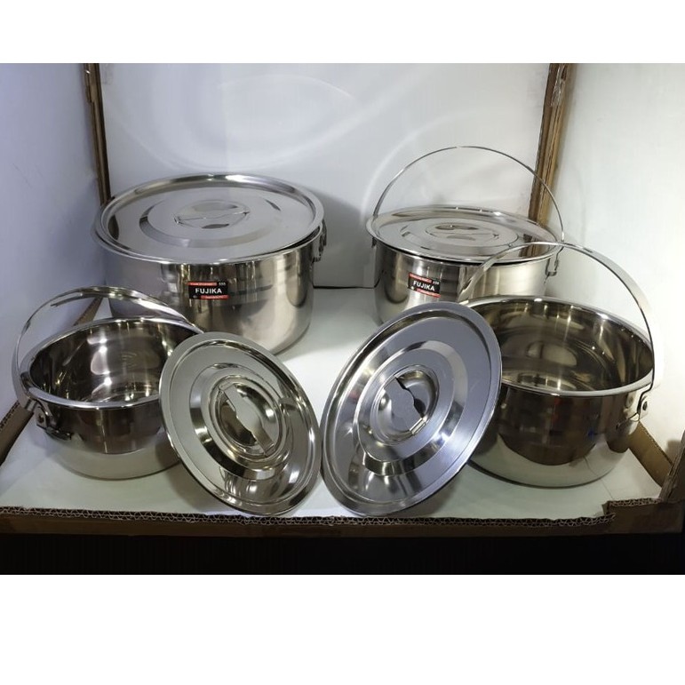 Panci Stockpot Fujika 4 Set Stainless Premium 15/18/21/24 Tebal