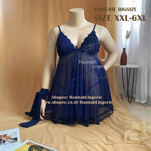 6XL-XL Lingerie JUMBO BIGSIZE 6XL 5XL 4XL 3XL XXL XL Baju Tidur Seksi Lingerie Wanita Marun Biru Kado Pernikahan Isi Seserahan Pengantin Baju Malam Pertama 965