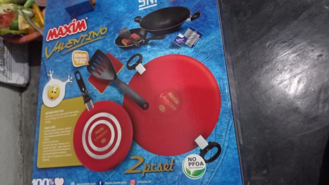 Maxim Valentino Set Wajan Teflon Spatula Sponge Murah Berkualitas