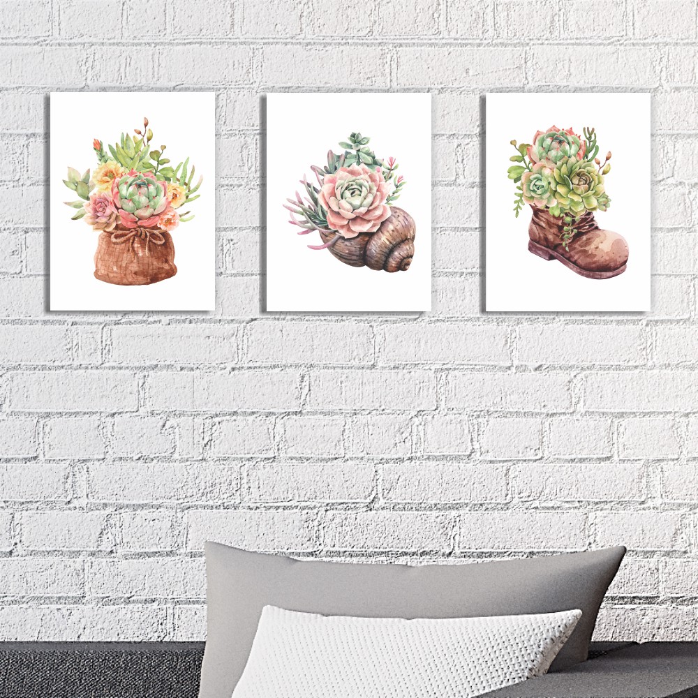 Hiasan Dinding Shabby Dekorasi Poster Minimalis Cactus Kaktus Succulent  15x20cm AP06