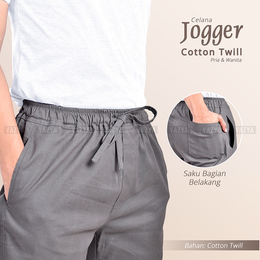 Celana Joger Cotton Twill Stretch Import Unisex