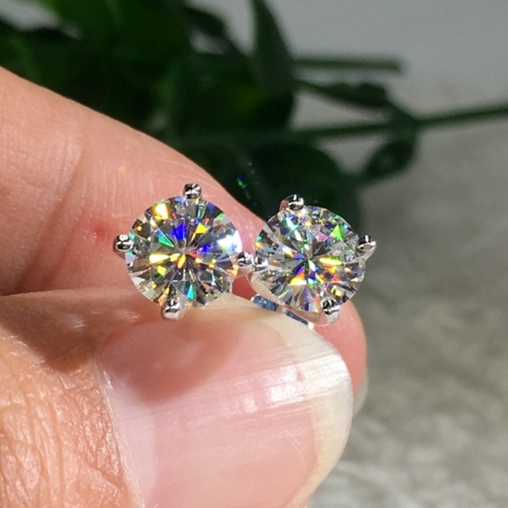 Hu Hu Hu Hu Hu Alat Bantu Pasang Kacamata♡ Anting Stud Cubic Zirconia Bentuk Bulat Untuk Wanita