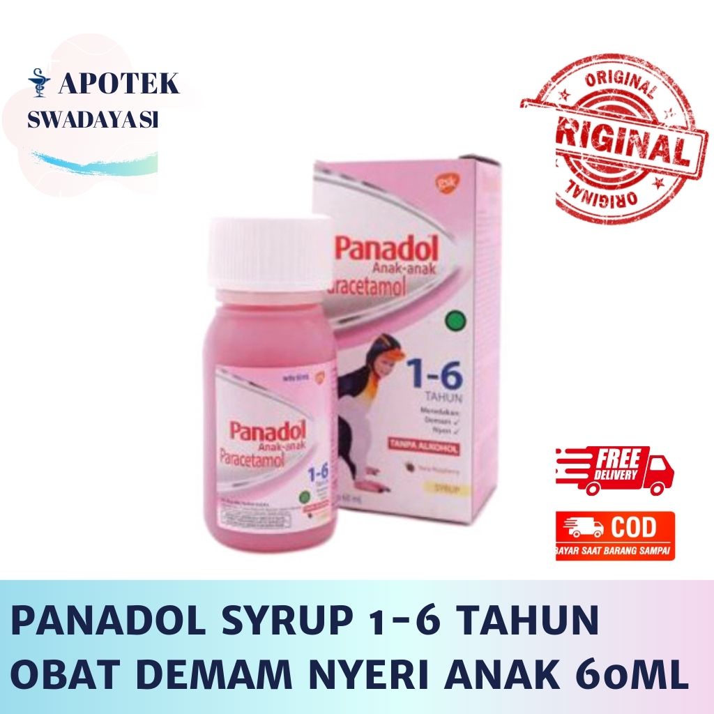 PANADOL SYRUP Anak 1 - 6 Tahun 60 ML - Obat Demam Sakit Nyeri Bayi Sirup Paracetamol 160 MG Parasetamol