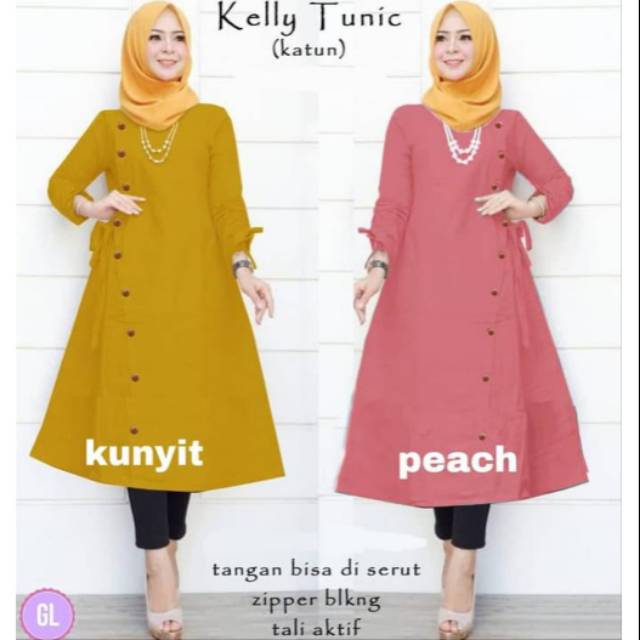 Baju Atasan Muslim Wanita Tunik Kelly Terbaru Murah Dengan Jahitan yang Bagus