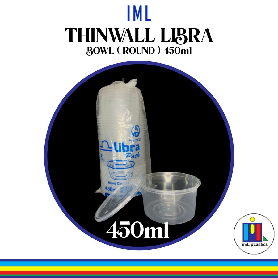 Kotak Makan Plastik THINWALL LIBRA ROUND 450ml-1 set 25pcs