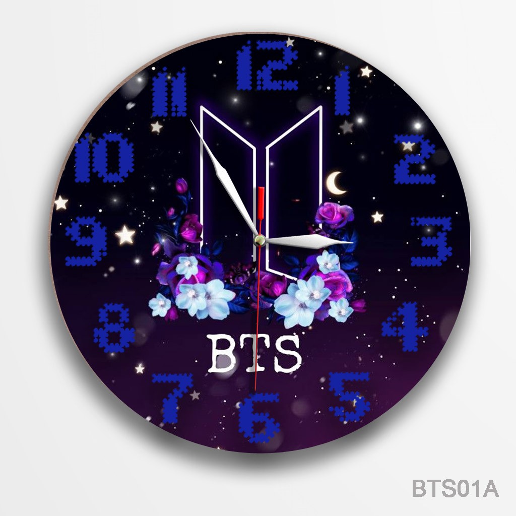 JAM DINDING KAYU KARAKTER LOGO KPOP KOREA BOYBAND BTS
