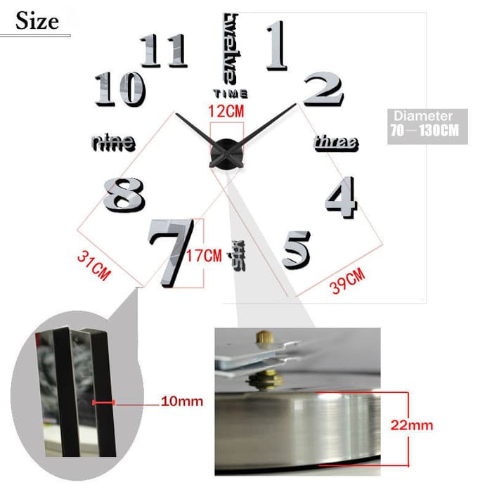 Jam Dinding - Giant Wall Clock 80-130cm - Perak