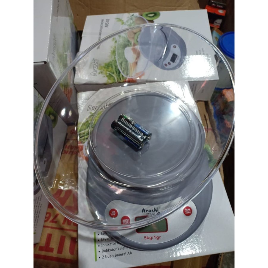 Promo Terbaru!!! Arashi Timbangan Dapur Elektronik + Mangkok Oval Diameter 27 Cm AKS-02 Kapasitas Maks 5Kg