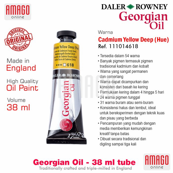 DALER-ROWNEY - GEORGIAN OIL 38 ml - CADMIUM YELLOW DEEP HUE -111014618