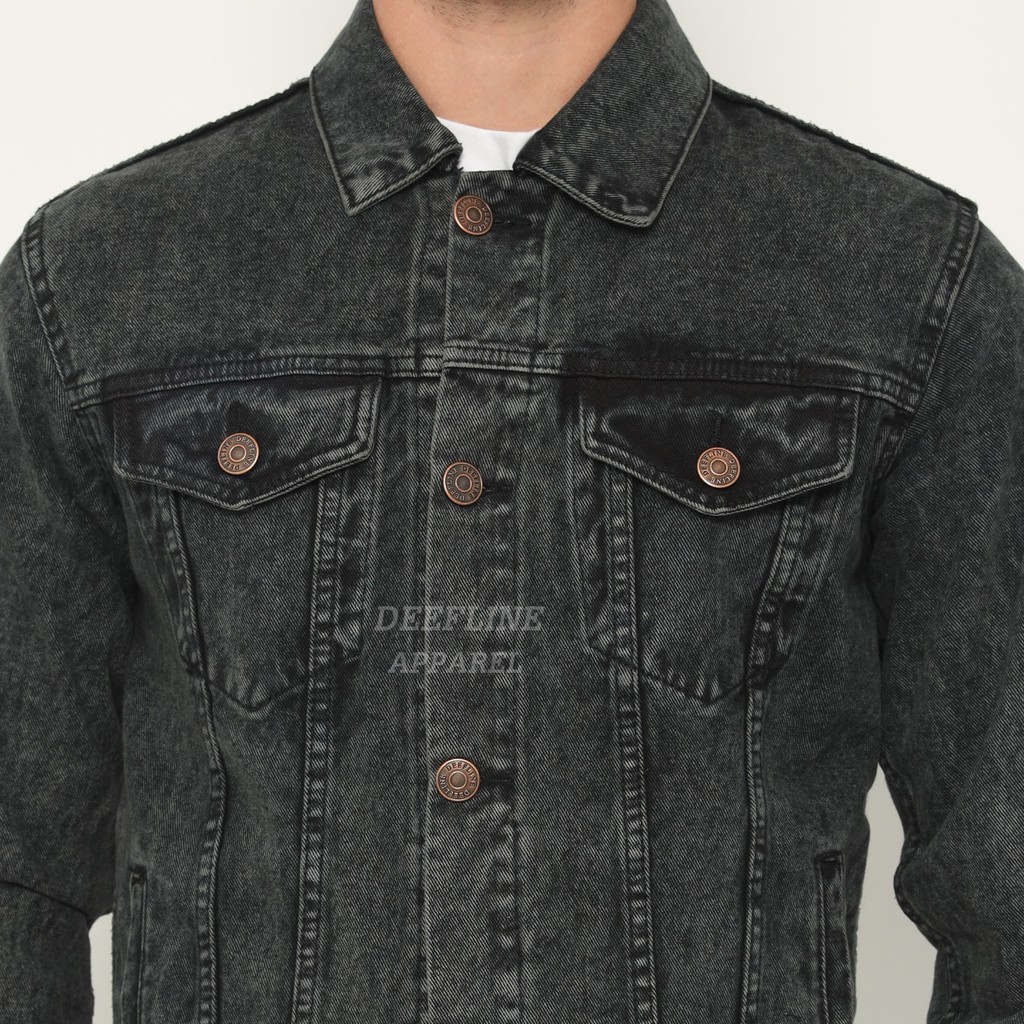 Jaket Jeans Pria - Jaket Denim Terbaru - Jaket Terkini - Jaket Snow Black - Jaket Deefline Apparel