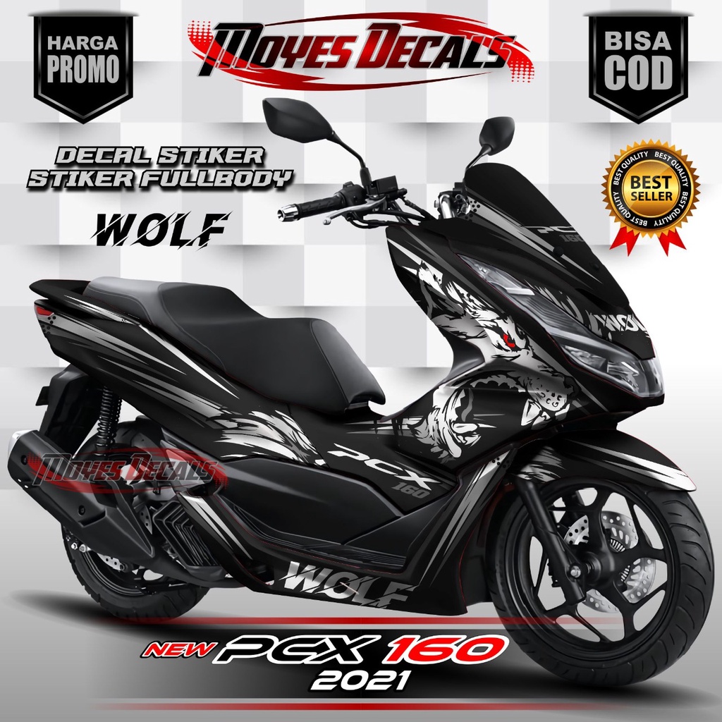 Decal Fullbody New PCX 160 2021 Motif Wolf Moon Light Silver