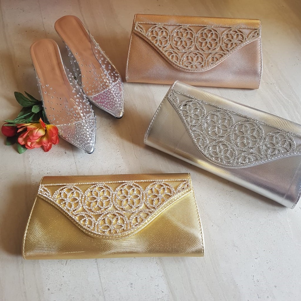 Sale! Clutch Farnell Bag Kondangan Cantik Tas Pesta Kristal Permata Mewah Import