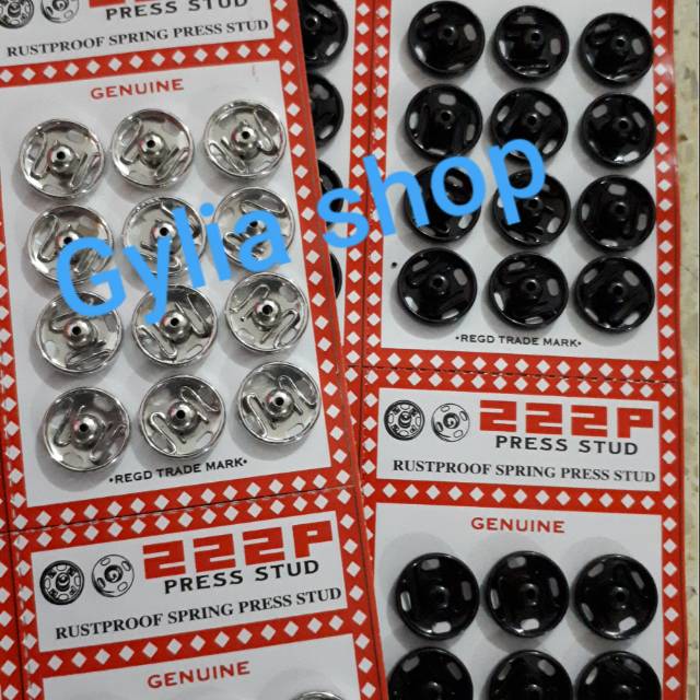 Kancing Cetet 12 mm Perlusin / Kancing Jepret 12 mm Hitam / Putih