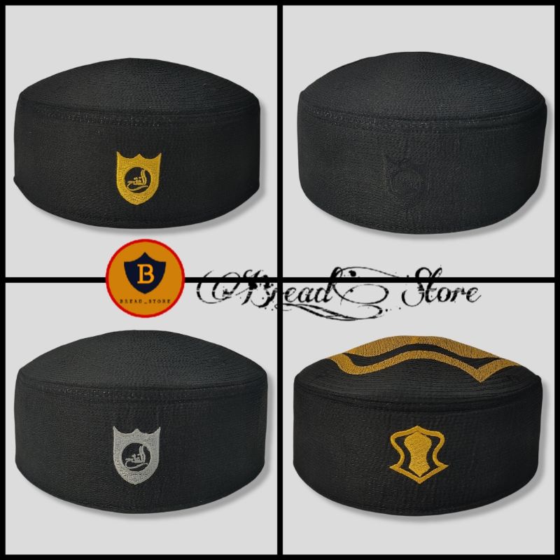 Peci Haji Solmet Uje Terompah Hitam PREMIUM - Songkok Kopiah Malaysia Asagofah Bordir Logo Anak dan 