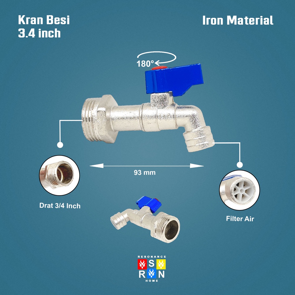 Kran Air Besi 3/4 Inci Keran / Kran Tembok Resonance Home