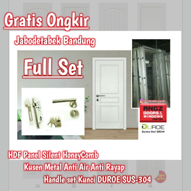Fullset Pintu Angzdoor HDF Panel HoneyComb - Gratis Ongkir Jakarta-Bandung-Bekasi-Tangerang