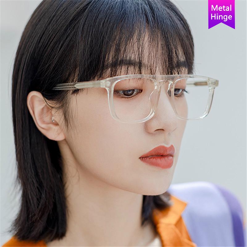 Fashion retro anti-blue light square metal hinge glasses for men and women