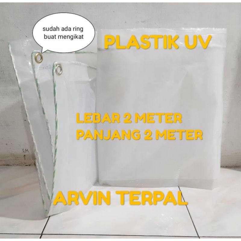 terpal plastik bening transparan 2x2 meter 14% 200 micron / terpal plastik UV / terpal plastik / ter