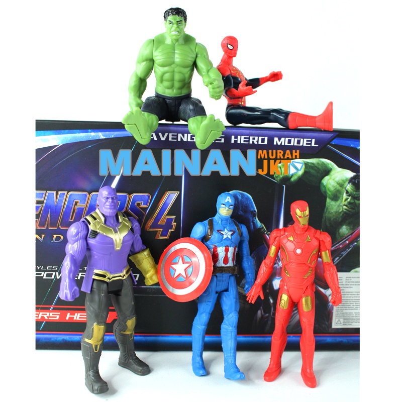 MAINANKEI MAINAN ANAK MURAH ROBOT AVENGERS  END GAME NEW SUPER HERO 2155 ACTION FIGURE  ISI 5 PCS SPIDERMAN HULK