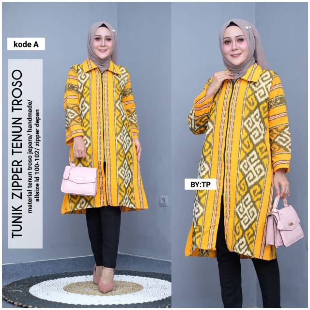 Tunik zipper tenun troso