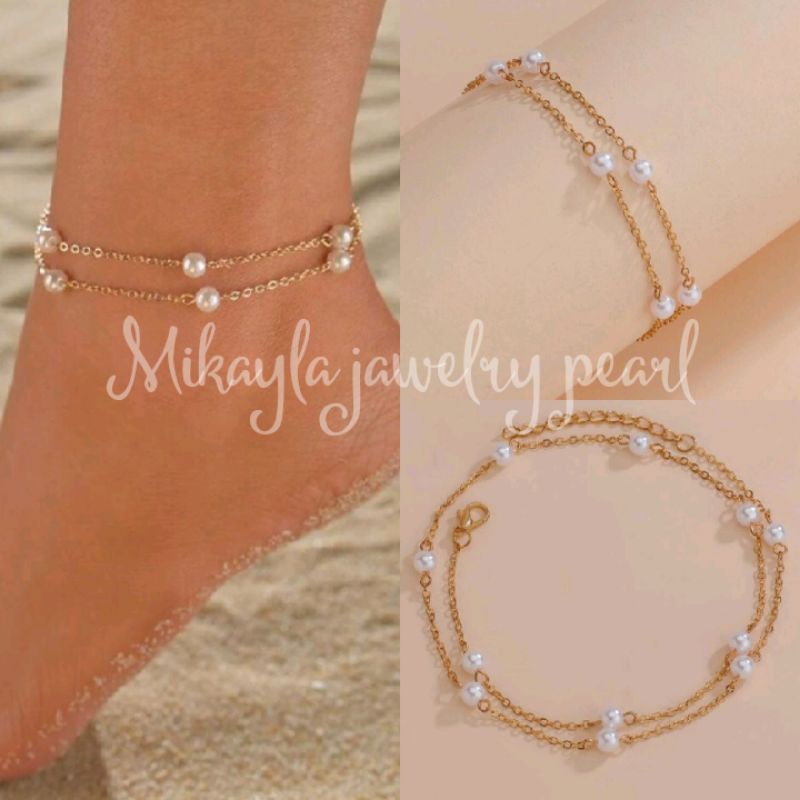 Gelang kaki mutiara lombok|Gelang kaki lapis emas|Gelang kaki kekinian|Mutiara lombok|Mutiara asli l