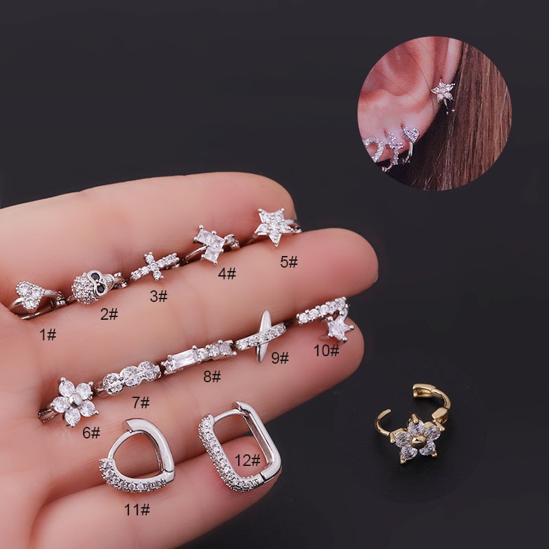 1 Pc Anting Tindik Tulang Rawan Telinga Bentuk Lingkaran Ukuran 8mm