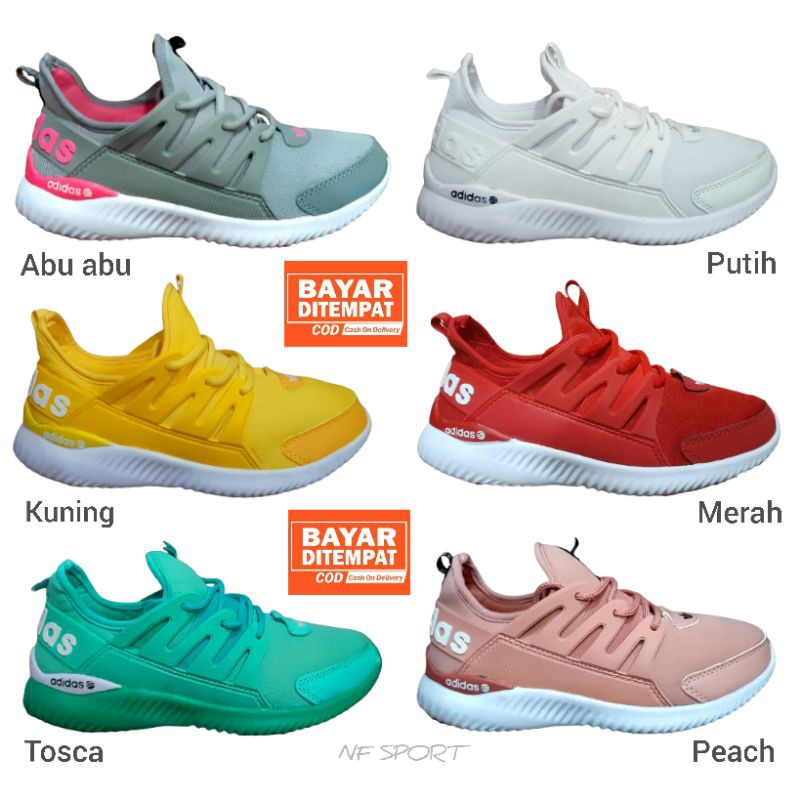 《Bisa COD》sepatu adidas zoom senam zumba erobik wanita tbr putih peach merah kuning abu pink import