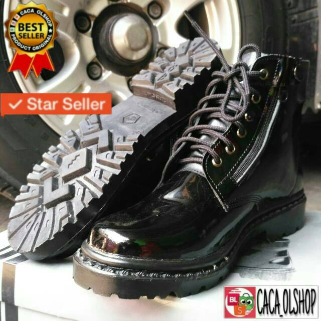 AR Exclusive Sepatu PDH Perwira Rambo Radial Tali Dobel Sleting MA.6 100% kulit asli original POLRI