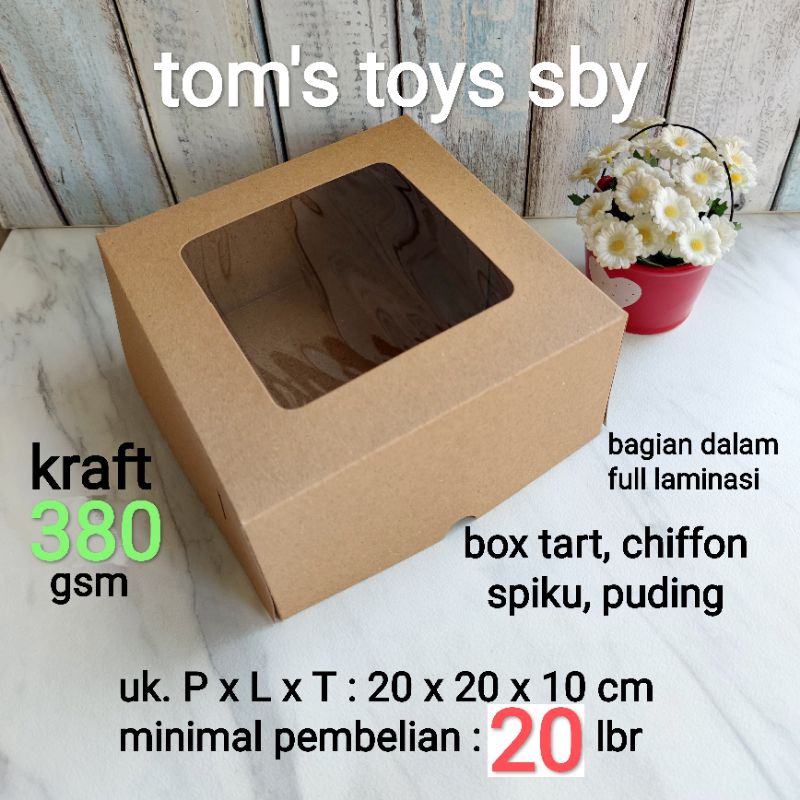 

Box Dus Kotak Kue Tart spiku chiffon puding kertas kraft 380 gsm 20x20x10 cm full laminasi