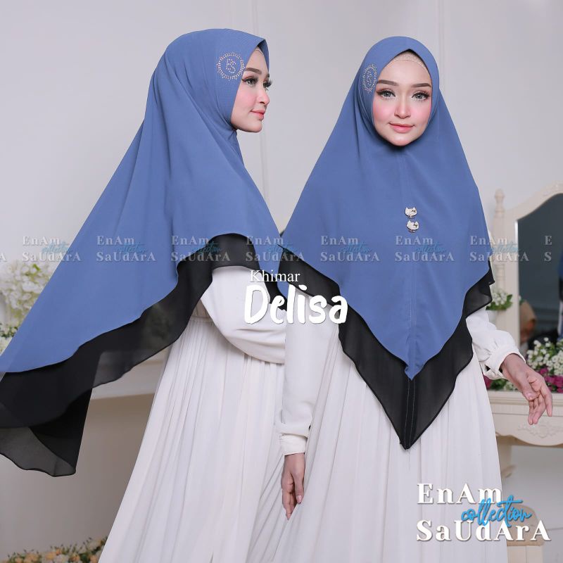 Khimar Delisa Kombi Cerruty 2 Layer Ori 6 Saudara Collection