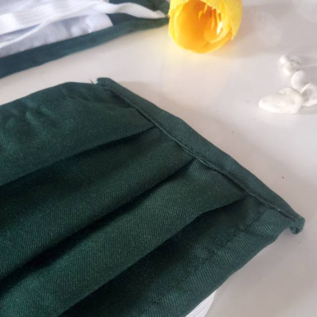 Masker kain toyobo 2 ply hijau, insetr tissue