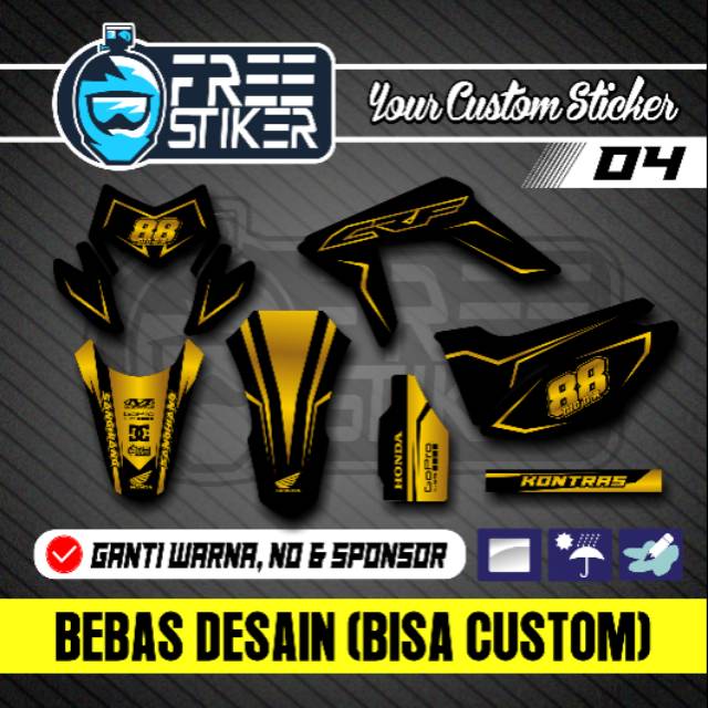 Decal Stiker CRF Hitam Gold