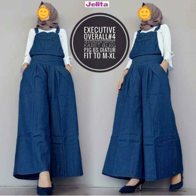 Cod Overall Kulot Jeans Jumbo Panjang Celana Kodok Wanita Kekinian Outer Remaja Terbaru Solo