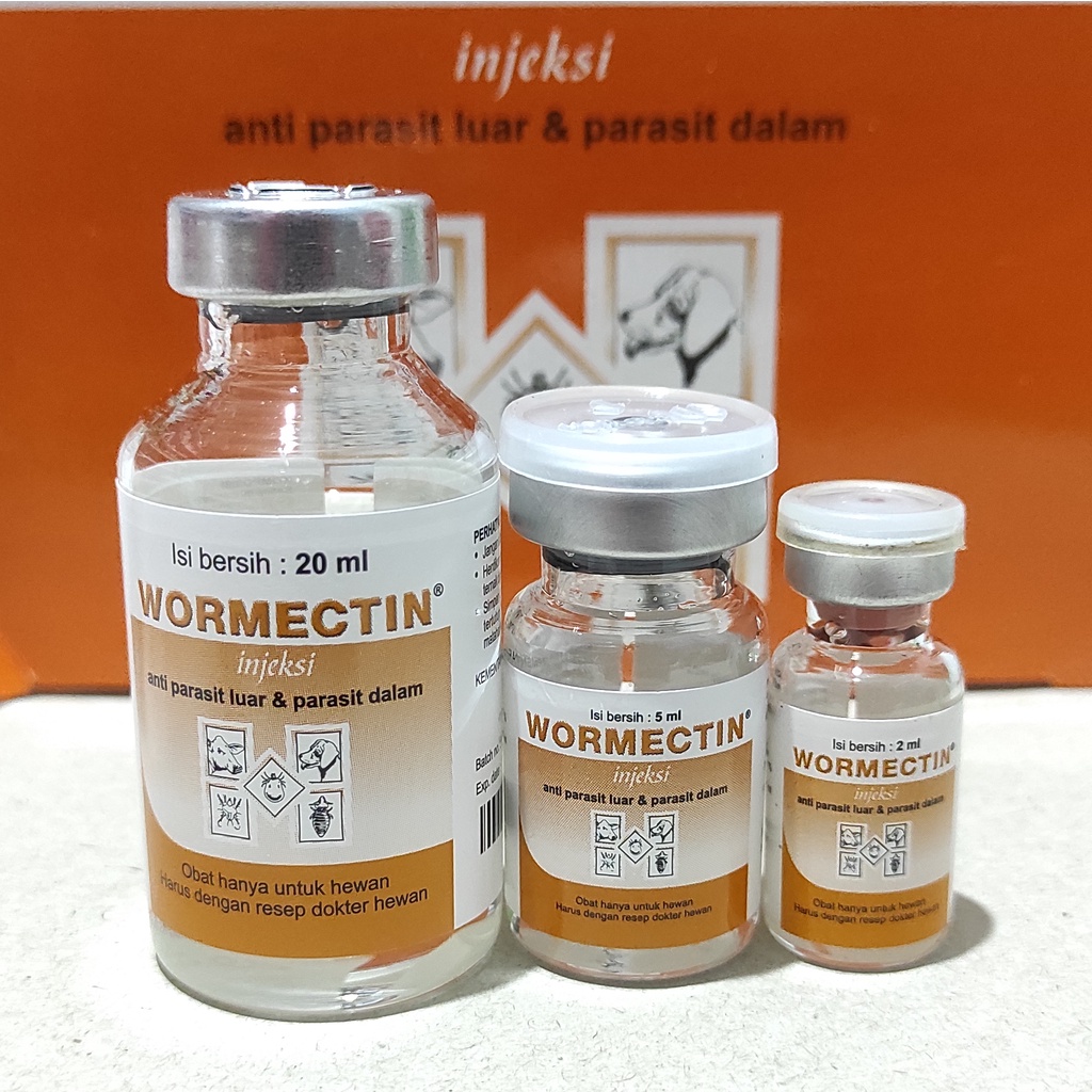 WORMECTIN 2ml 5ml 20ml - Obat Jamur Parasit Cacing Scabies Kucing Anjing Kelinci Sapi kambing Domba