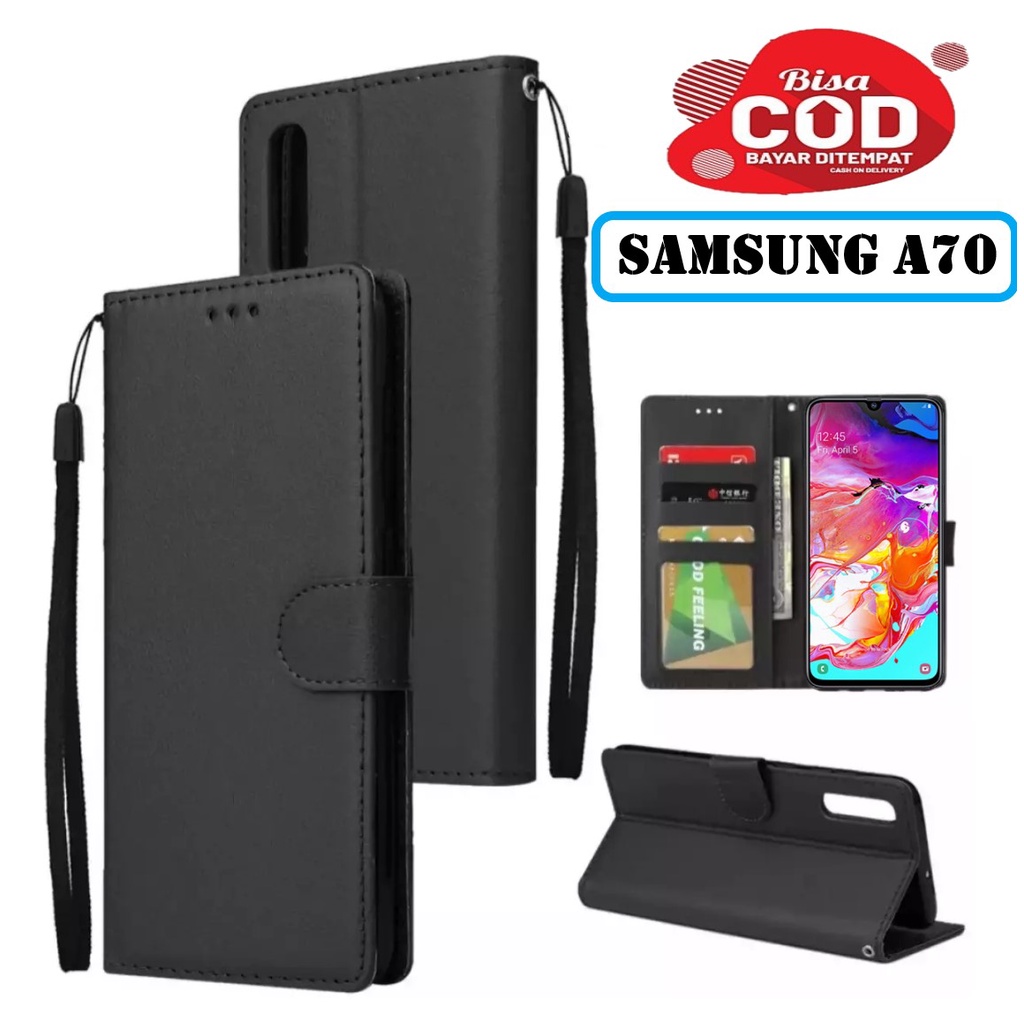 SAMSUNG A70 LEATHER CASE PREMIUM-FLIP WALLET CASE KULIT UNTUK SAMSUNG A70 - CASING DOMPET HP