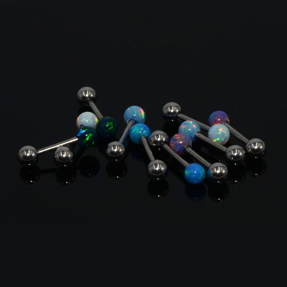 Korea Aurora labret titanium baja jarum tipis mini opal batu Opal sekrup telinga tulang stud warna b