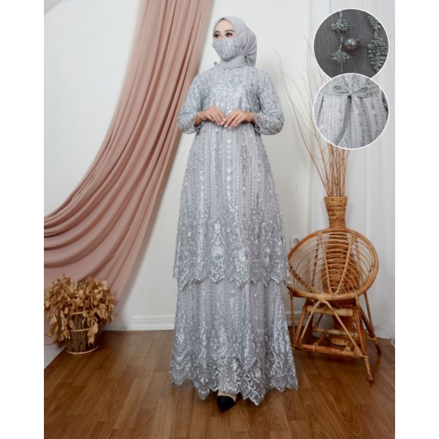 GAMIS TULLE TINGKAT BUSUI / KEBAYA TULLE / BAJU PESTA MODERN / GAMIS BUSUI / GAMIS WISUDA / GAMIS MODEREN TERBARU/DFS