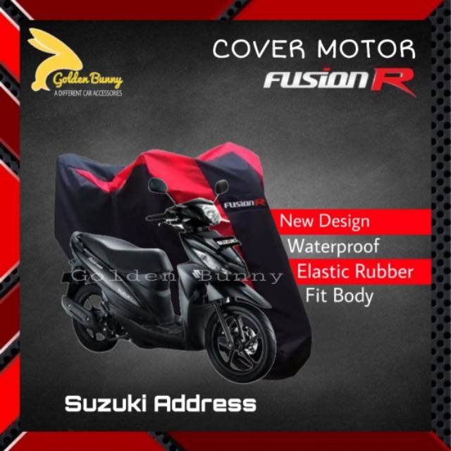 Body Cover Motor Suzuki Address / Sarung Motor Suzuki Address - FUSION R - hitam