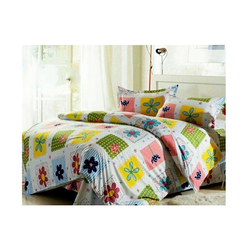 Set Sprei Motif Bunga Katun Lokal Premium Square flower king 180x200