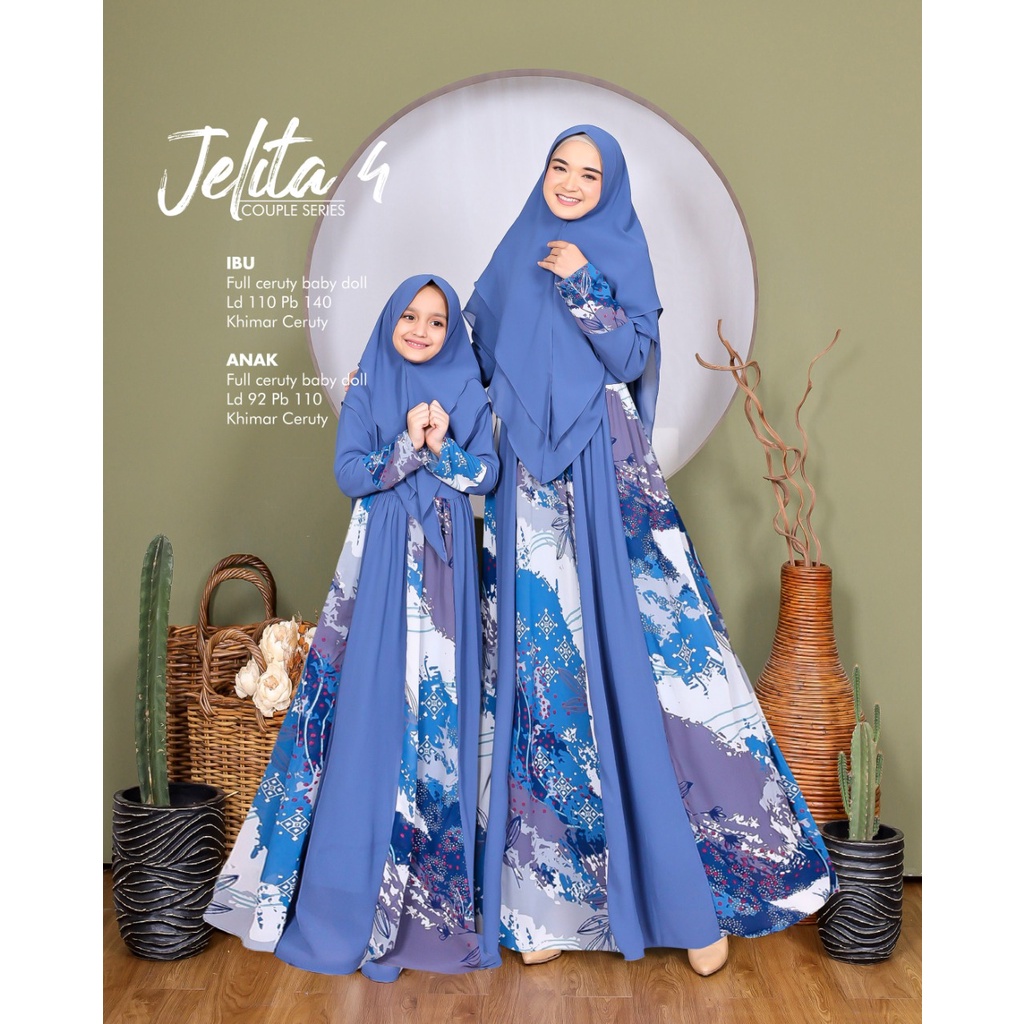 Zahira1808 Jelita 4 Gamis Couple Ibu dan anak  Gamis Muslim Syari Busui Dress Hijab Muslimah Atasan 