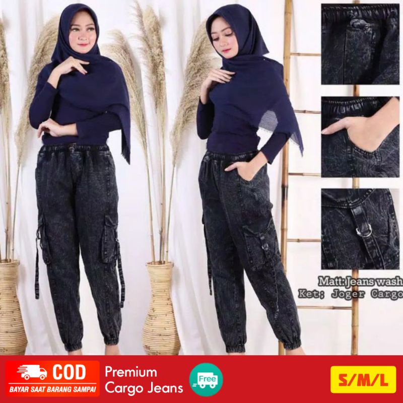 CELANA CARGO JEANS / JOGER CARGO JEANS / CELANA CARGO WANITA STANDART