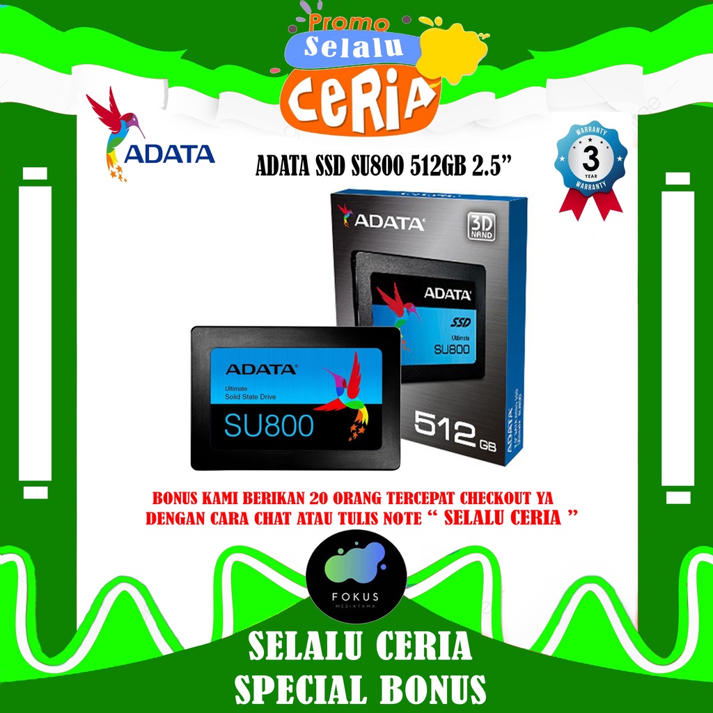 SSD ADATA Ultimate SU800 512GB 2.5&quot; SATA III R560/520Mbs