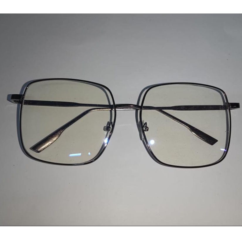 ❤️GTB❤️ R176 Kacamata Korean Design Square Besi Frame Eyeglasses kacamata Persegi retro Wanita/Pria-ABU ABU