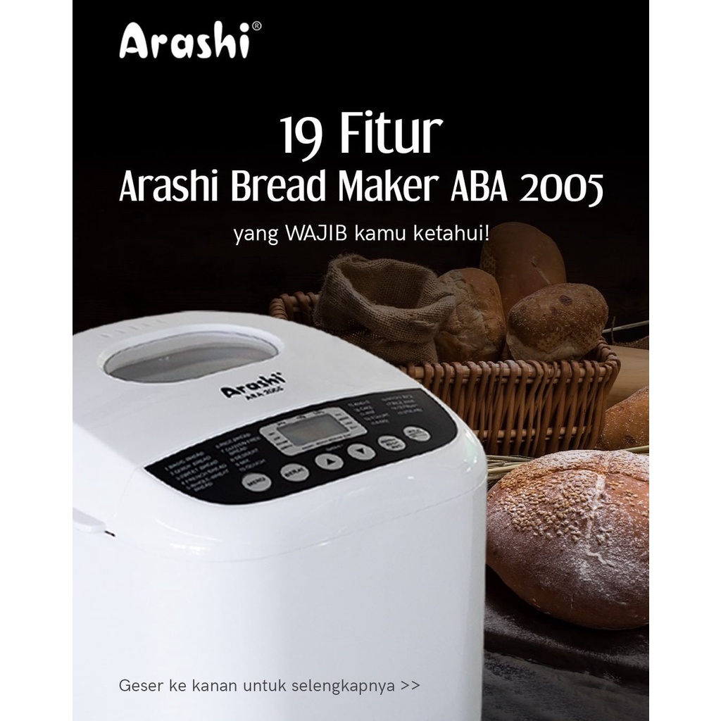 Arashi Digital Bread Maker Electric - Alat Mesin Pembuat Roti Otomatis ABA 2005 Listrik