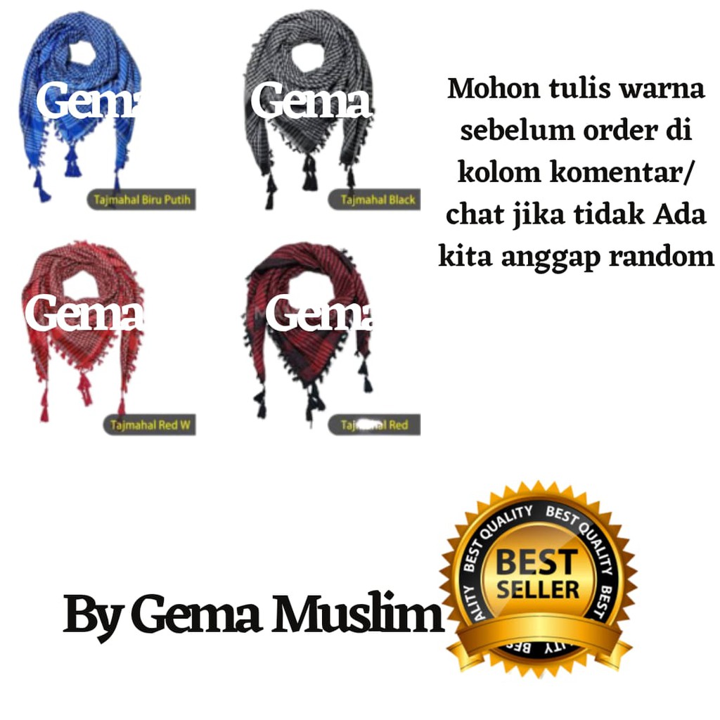 sorban gema motif kotak rumbai harga seri warna isi 5 pcs