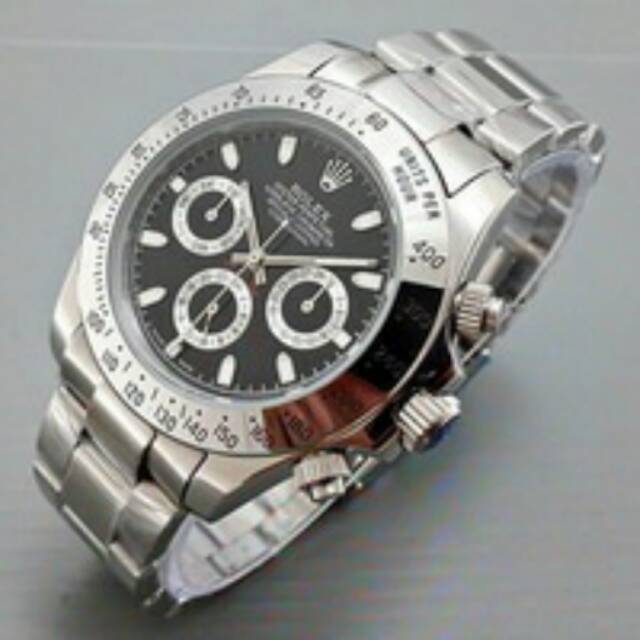 Jam Tangan Pria / Cowok Rolex Daytona Silver Gold Hitam Automatic