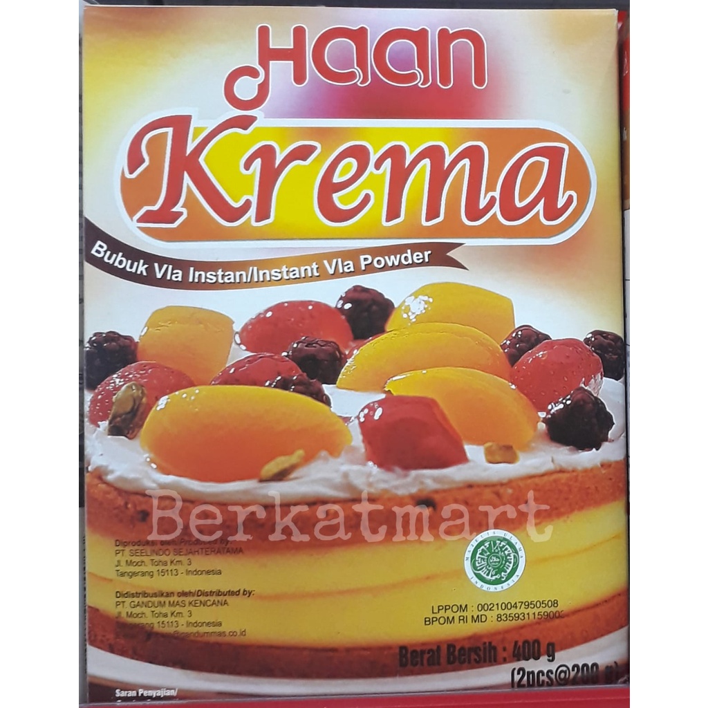 Haan Krema Bubuk Vla Instan Custard 400 gr (2x200gr)