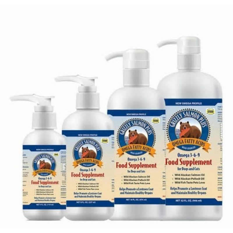 GRIZZLY Salmon Oil - Food Supplement Vitamin for DOGS & CATS